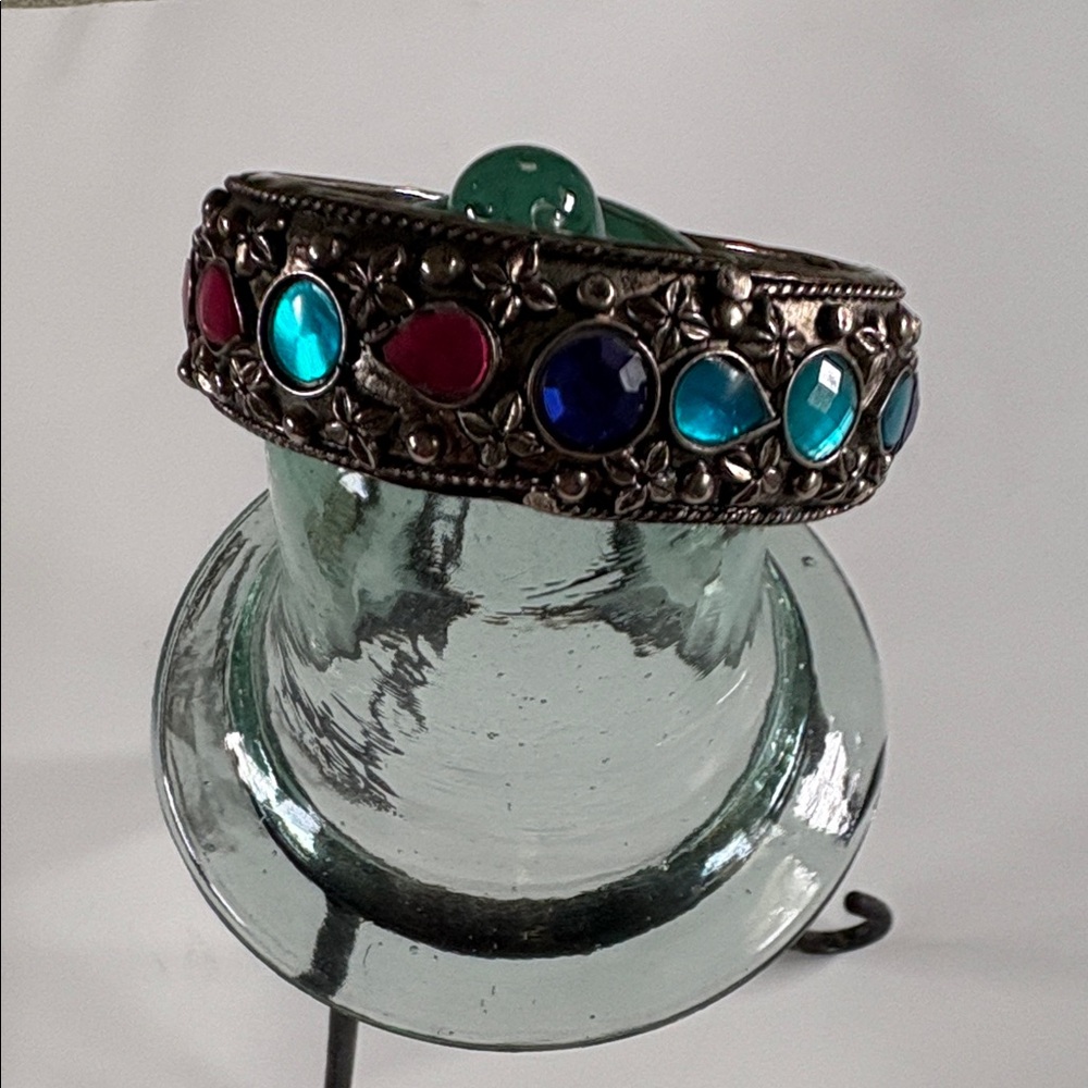 Silver Bracelet with Multicolor Gemstones